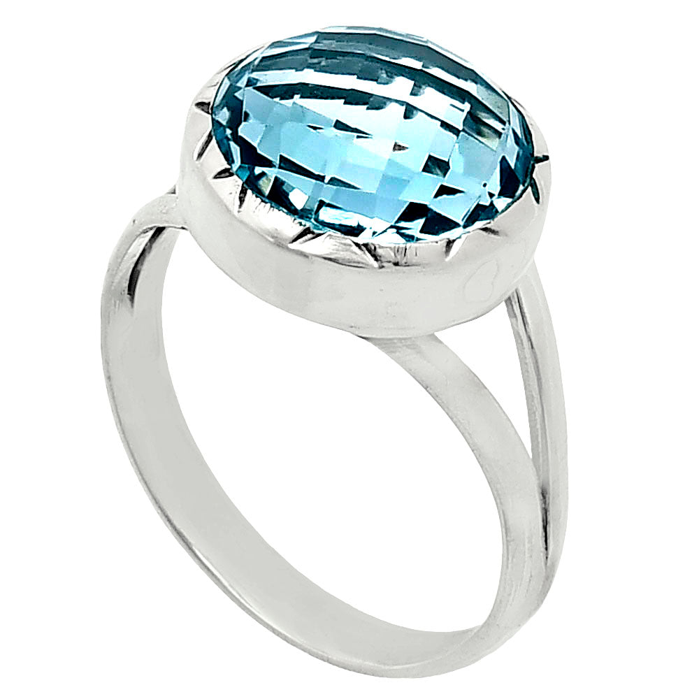 Premium Quality Sky Blue Topaz Checker Briolette Ring size-9.5 R-1074 13-ER10114