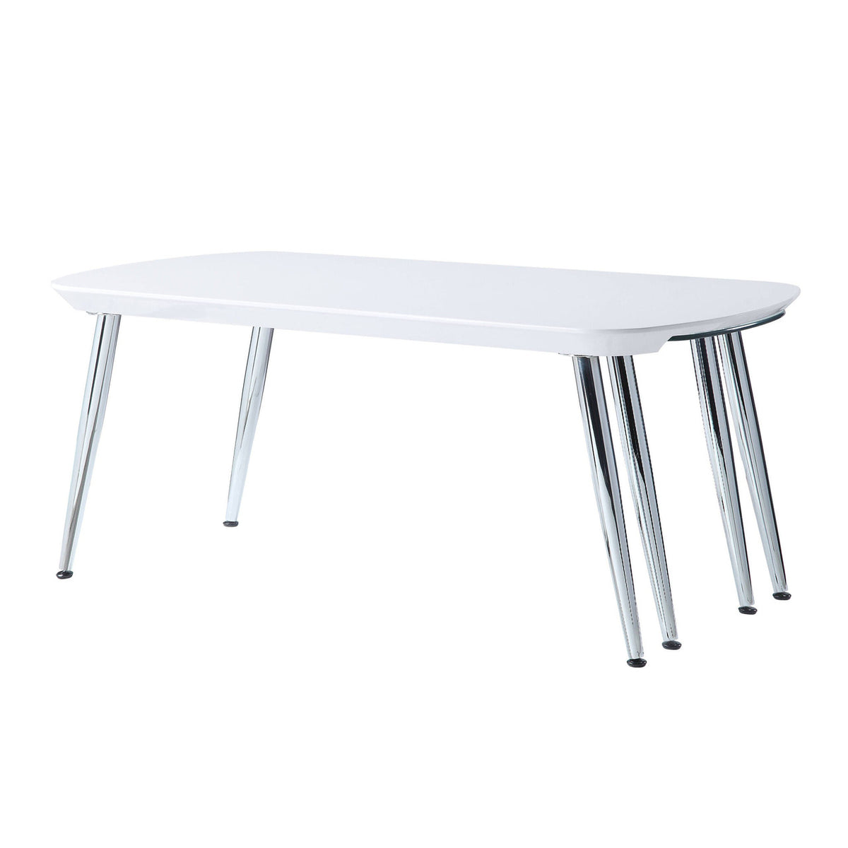 47" White Clear And Silver Wood And Glass Extendable Coffee Table-4
