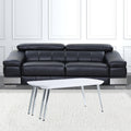 47" White Clear And Silver Wood And Glass Extendable Coffee Table-0