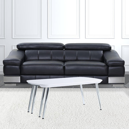 47" White Clear And Silver Wood And Glass Extendable Coffee Table-0