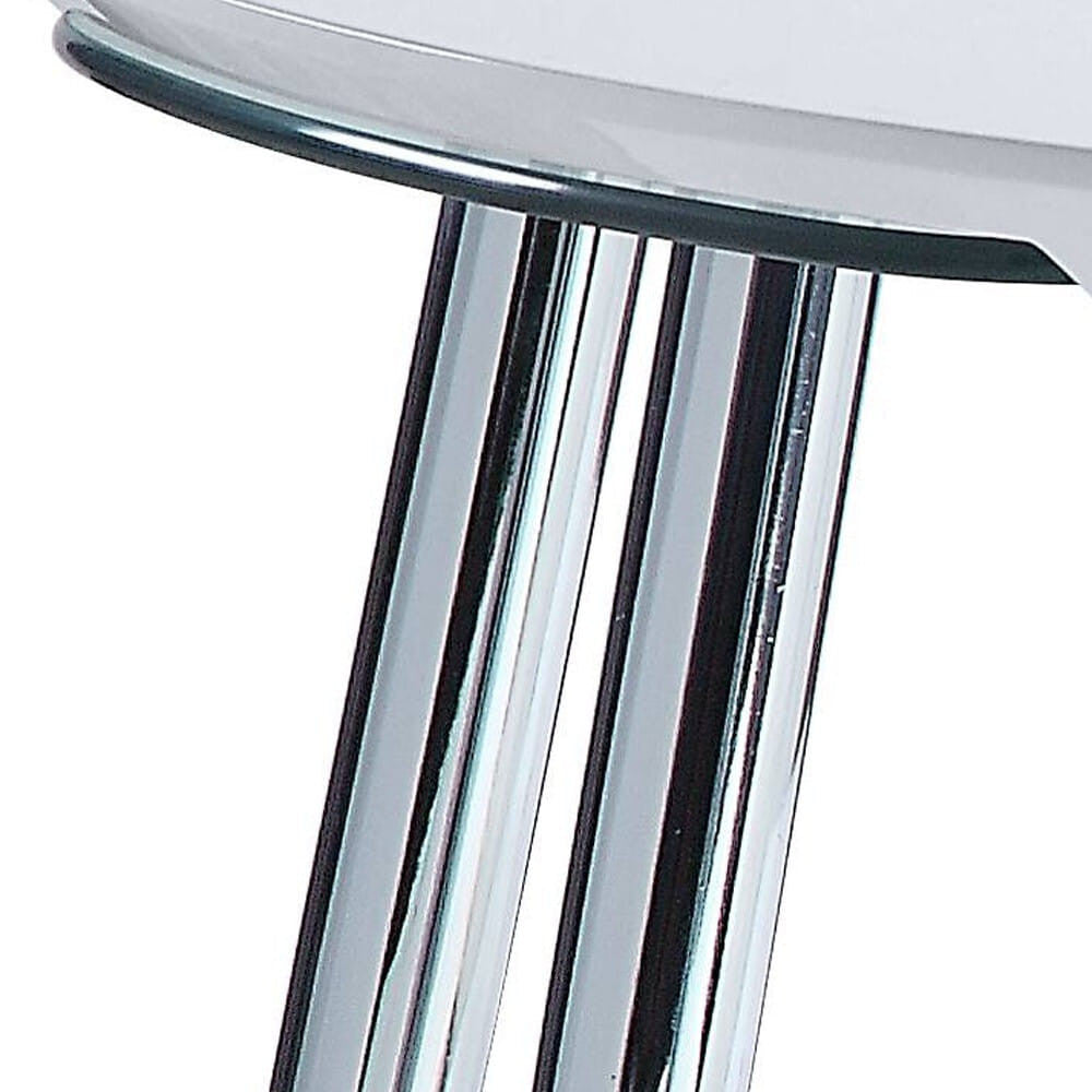 47" White Clear And Silver Wood And Glass Extendable Coffee Table-2