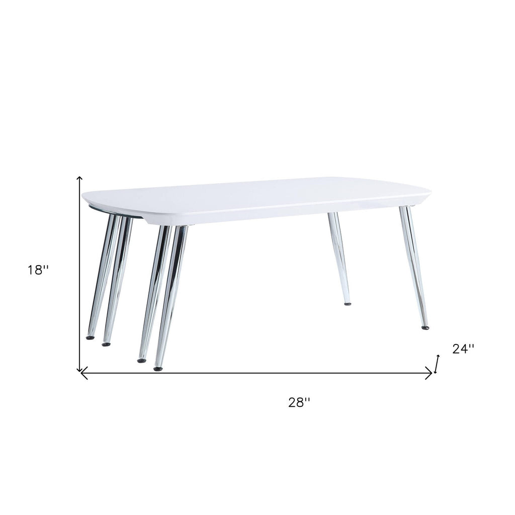 47" White Clear And Silver Wood And Glass Extendable Coffee Table-3