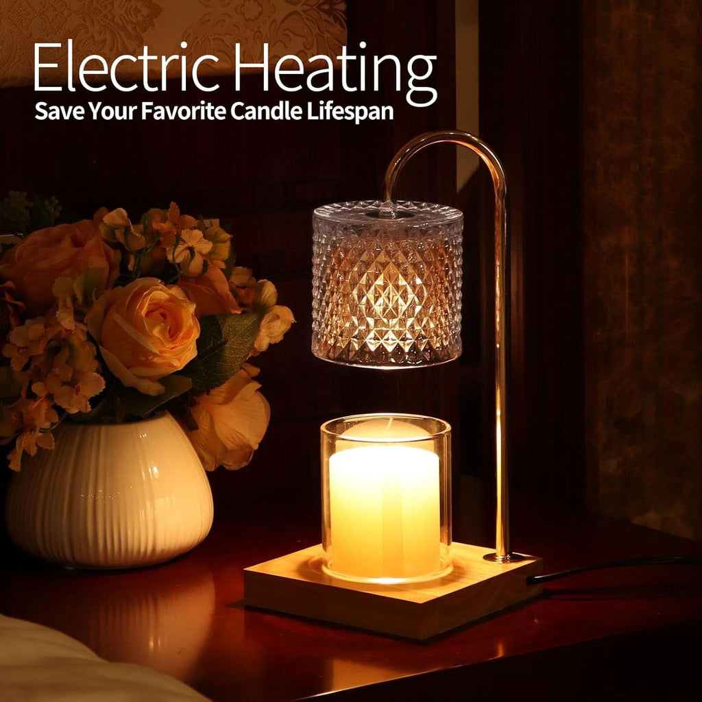 Candle Warmer Lamp With Timer Dimmer Crystal Clear Glass-2