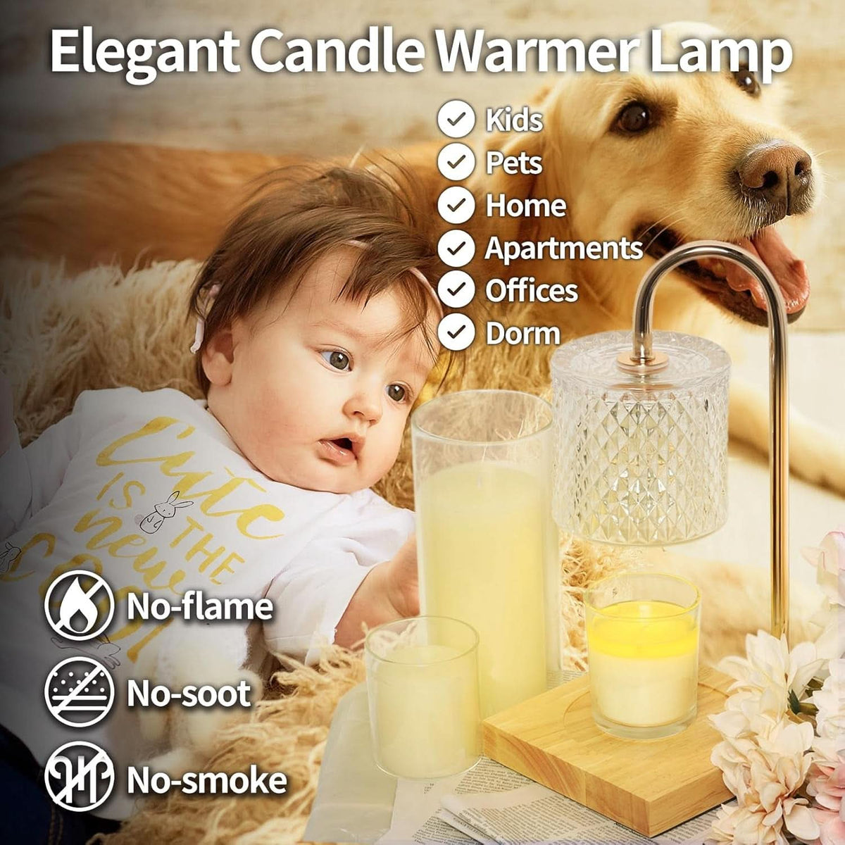 Candle Warmer Lamp With Timer Dimmer Crystal Clear Glass-4