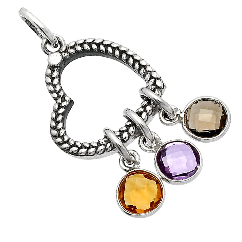 Heart - Citrine, Amethyst & Smoky Quartz Pendant P-1731 SDP147839