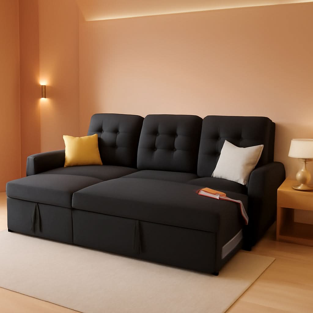 86Inch Convertible Sleeper Sectional With USB Ports-0